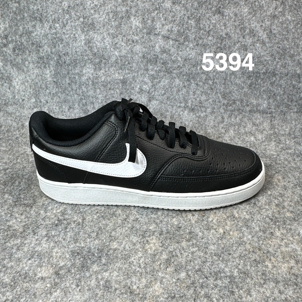 Nike Court Vision Low Black White Leather Sneakers CD5434-001 Womens 10.5